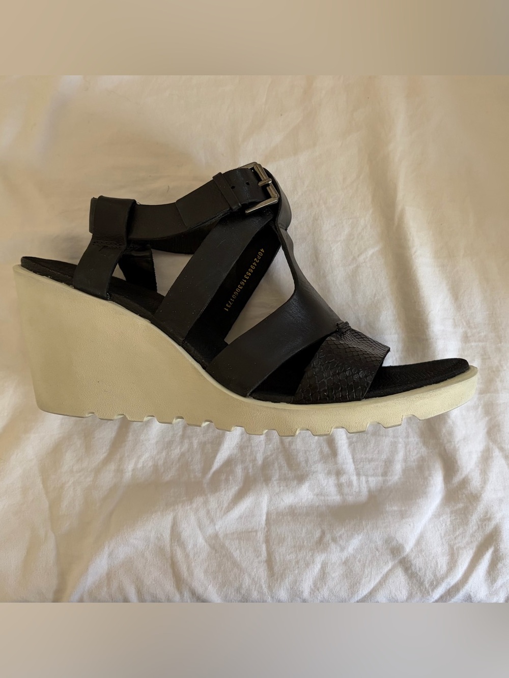 Ecco Black Wedge Sandals Women's Sz 40 Euro